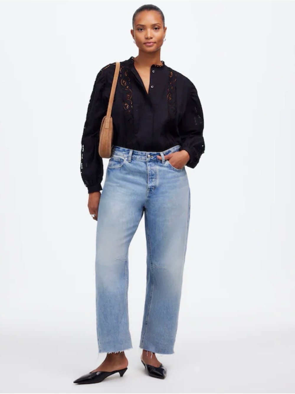 Madewell The Petite Curvy Darted Barrel-Leg Jean 31 petite